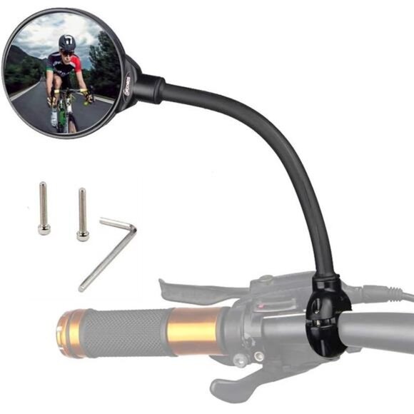 Bike Mirror Rotatable & Adjustable Wide Angle Rear View Shockproof Convex Mirror - Picture 1 of 7